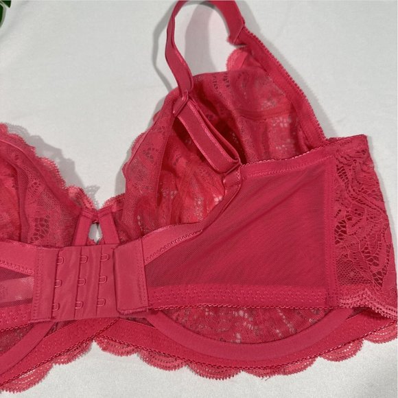NWT Paramour‎ [ 40H ] Peridot Unlined Lace Bra in Honeysuckle Pink - Picture 13 of 16